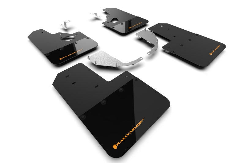 Rally Armor 21-25 Ford Bronco (Steel Bmpr + RR- NO Rptr/Sprt) Blk Mud Flap w/Cy Orange Logo