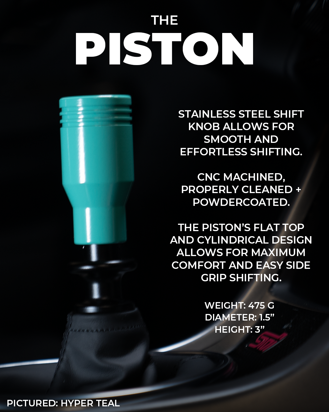 Billetworkz Piston Weighted Shift Knob for Subaru WRX 2015-2025
