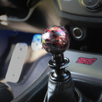 Billetworkz Shift Knob - Black Smoke w/ Red Splash - Subaru STI 6-Speed