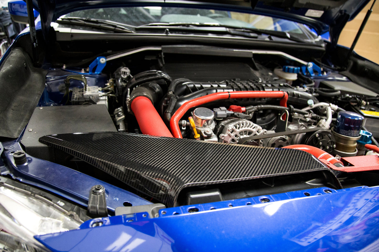 OLM LE Dry Carbon Fiber Intake Duct Cover - 2015-2021 Subaru WRX