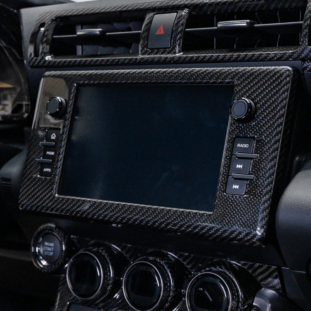 JDMuscle [[22-26 BRZ/GR86]] Tanso Pre-preg Carbon Fiber Center Mutimedia/ Radio Screen Cover w/ Gloss Finish