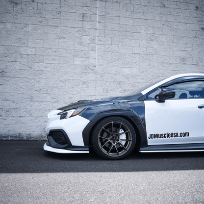 JDMuscle [22-26 WRX] 3-Piece Front Lip V1 Paint Matched / Gloss Black / RAW ABS