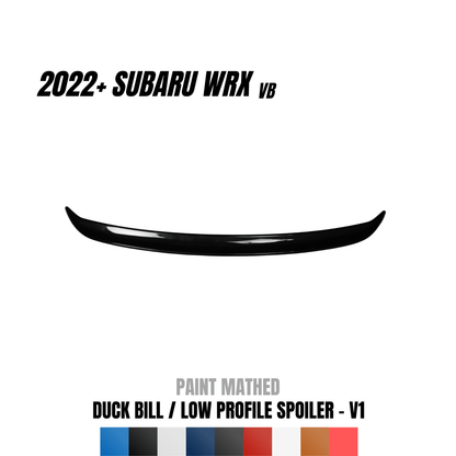 JDMuscle [22-26 WRX] Duck Bill / Low Profile Spoiler - V1 Paint Matched / Gloss Black / Cherry Red
