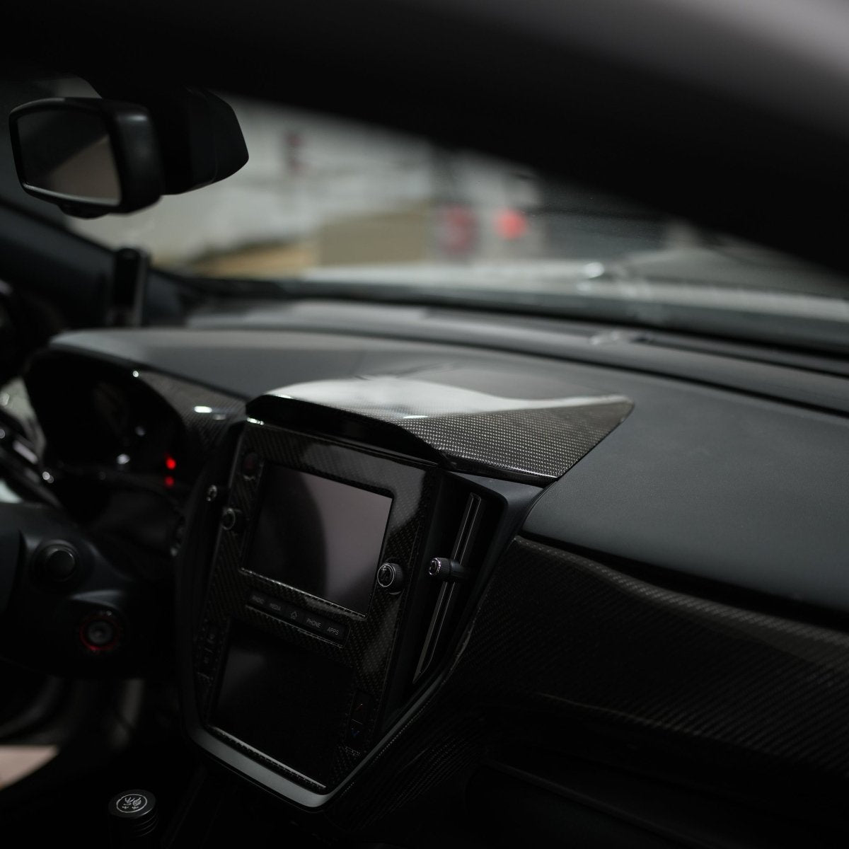 JDMuscle [22-26 WRX] Infotainment Dash Cover Replacement - Carbon Fiber/Leather/Alcantara