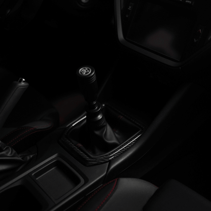 JDMuscle [22-26 WRX] MT Tanso Pre-preg Carbon Fiber Shifter Trim Cover w/ Gloss Finish