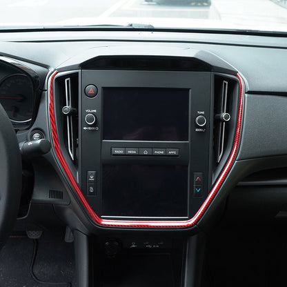 JDMuscle [22-26 WRX] P&S Series Carbon Fiber Center Console Frame Trim | Black Carbon Fiber/ Red Carbon Fiber