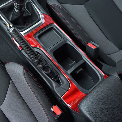 JDMuscle [22-26 WRX] P&S Series Carbon Fiber Cup Holder Trim Cover | Black Carbon Fiber/ Red Carbon Fiber