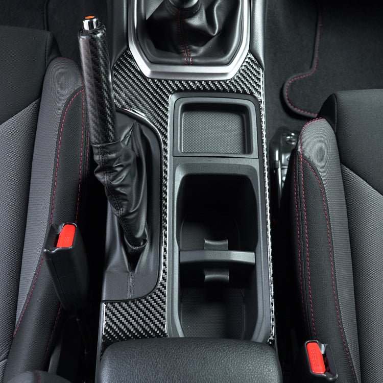 JDMuscle [22-26 WRX] P&S Series Carbon Fiber Cup Holder Trim Cover | Black Carbon Fiber/ Red Carbon Fiber