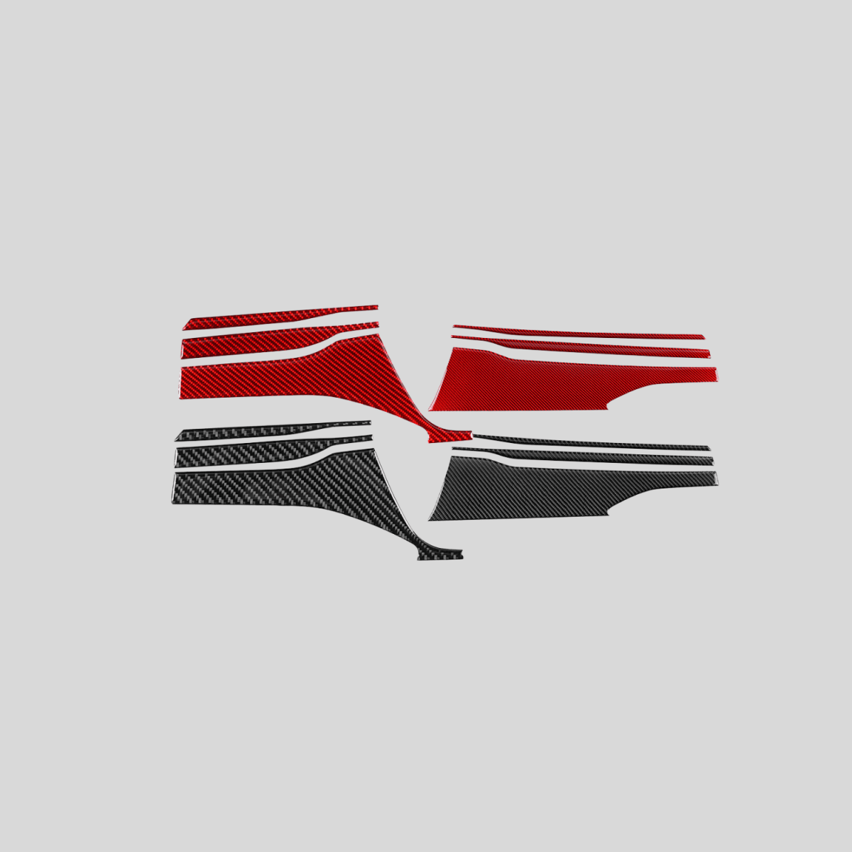 JDMuscle [22-26 WRX] P&S Series Carbon Fiber Dash Trim Covers 6 PC | Black Carbon Fiber/ Red Carbon Fiber