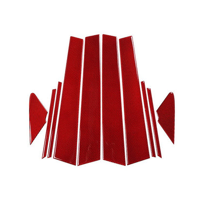 JDMuscle [22-26 WRX] P&S Series Carbon Fiber Exterior Pillar Covers 10 PC | Black Carbon Fiber/ Red Carbon Fiber