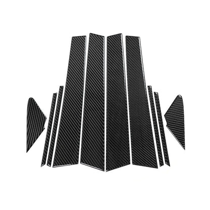 JDMuscle [22-26 WRX] P&S Series Carbon Fiber Exterior Pillar Covers 10 PC | Black Carbon Fiber/ Red Carbon Fiber