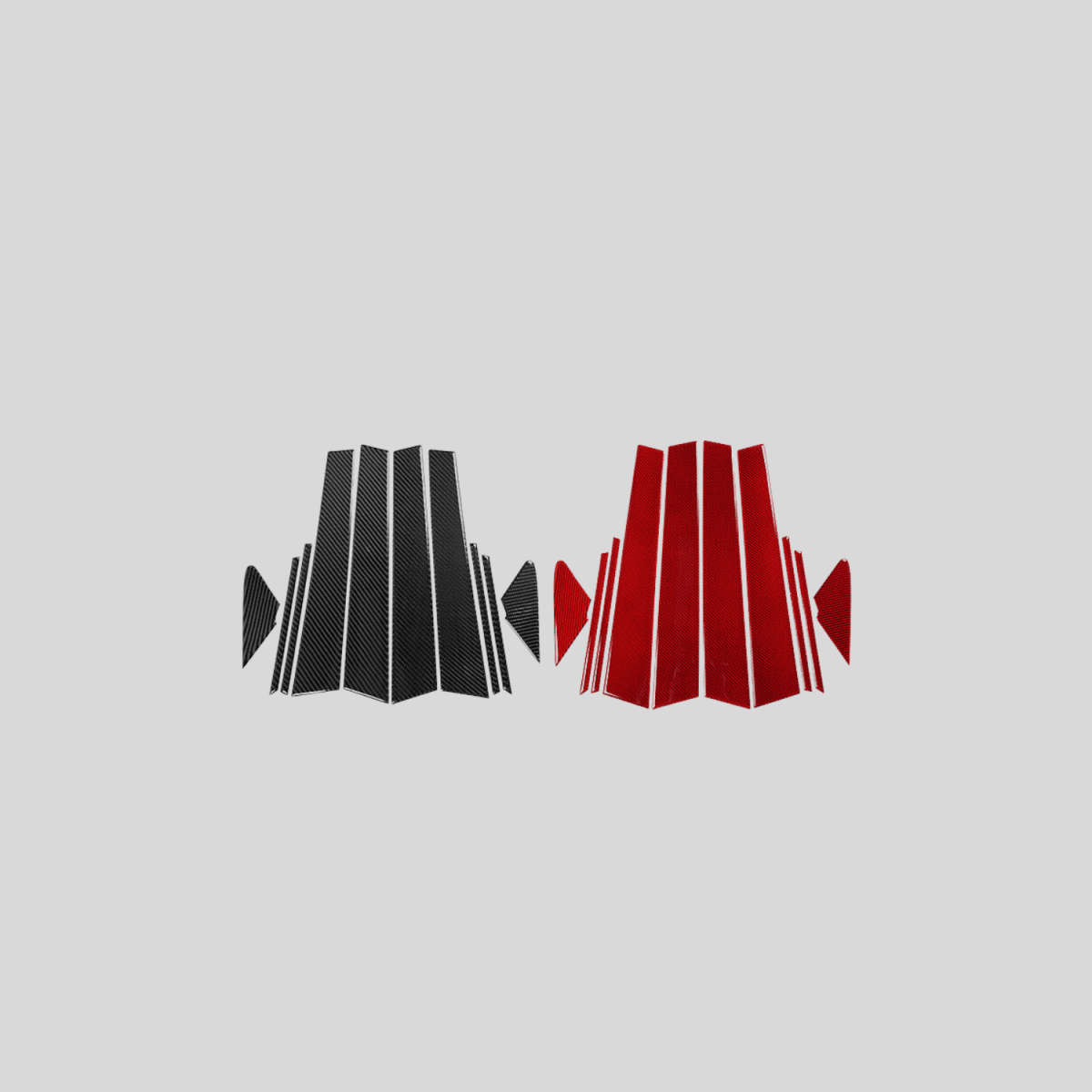 JDMuscle [22-26 WRX] P&S Series Carbon Fiber Exterior Pillar Covers 10 PC | Black Carbon Fiber/ Red Carbon Fiber