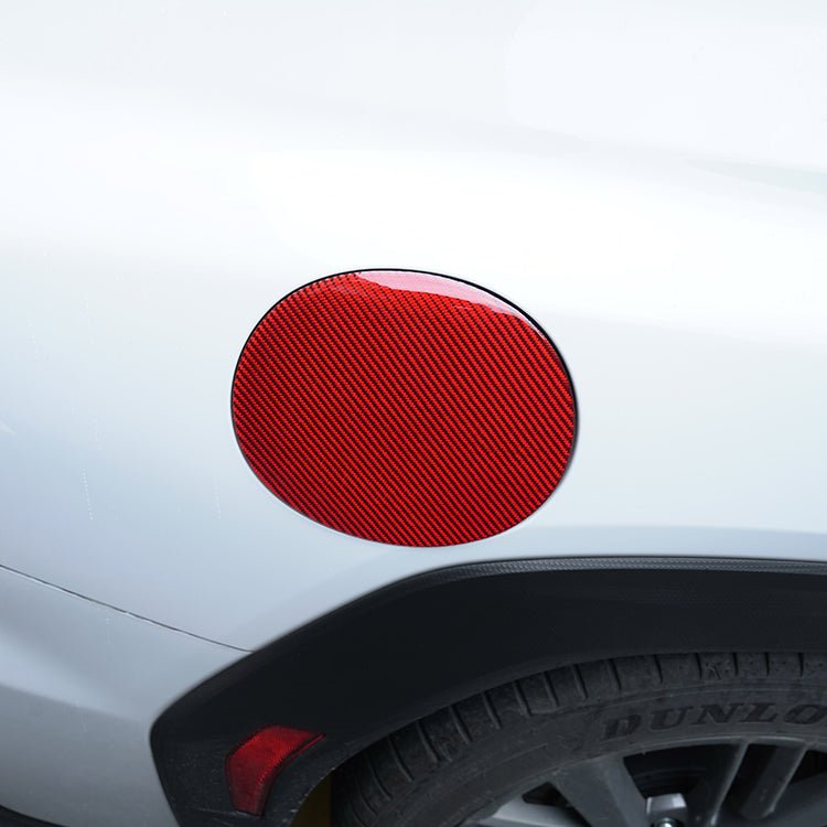 JDMuscle [22-26 WRX] P&S Series Carbon Fiber Fuel Door Cover | Black Carbon Fiber/ Red Carbon Fiber