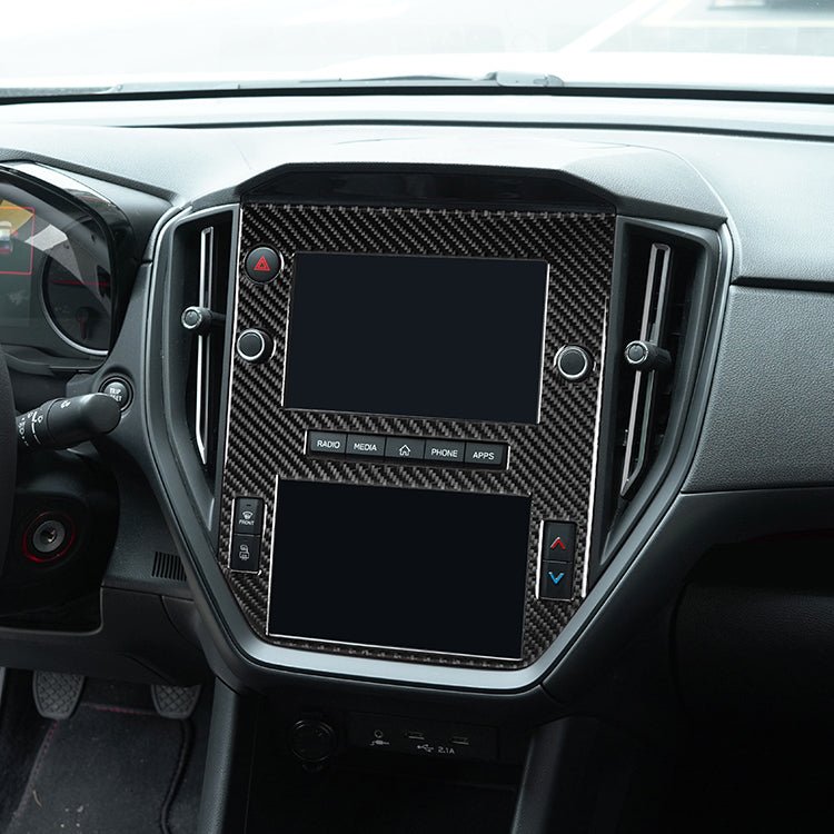 JDMuscle [22-26 WRX] P&S Series Carbon Fiber Infotainment Screen Trim Cover | Black Carbon Fiber/ Red Carbon Fiber