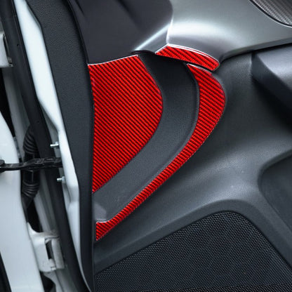 JDMuscle [22-26 WRX] P&S Series Carbon Fiber Interior Door Inner Panel Accent Covers 6 PC | Black Carbon Fiber/ Red Carbon Fiber