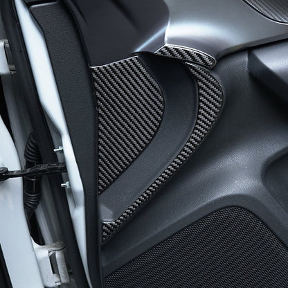 JDMuscle [22-26 WRX] P&S Series Carbon Fiber Interior Door Inner Panel Accent Covers 6 PC | Black Carbon Fiber/ Red Carbon Fiber