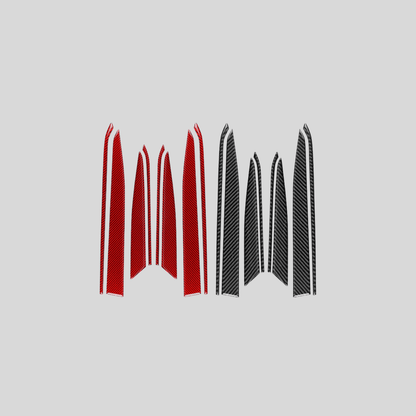 JDMuscle [22-26 WRX] P&S Series Carbon Fiber Interior Door Upper Panel Accent Covers 8 PC | Black Carbon Fiber/ Red Carbon Fiber