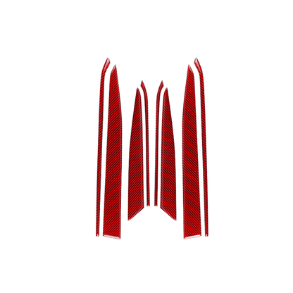 JDMuscle [22-26 WRX] P&S Series Carbon Fiber Interior Door Upper Panel Accent Covers 8 PC | Black Carbon Fiber/ Red Carbon Fiber