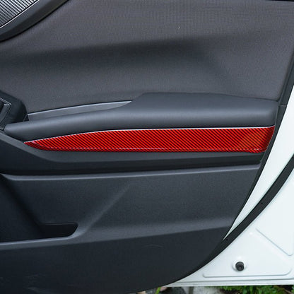 JDMuscle [22-26 WRX] P&S Series Carbon Fiber Interior Door Upper Panel Accent Covers 8 PC | Black Carbon Fiber/ Red Carbon Fiber