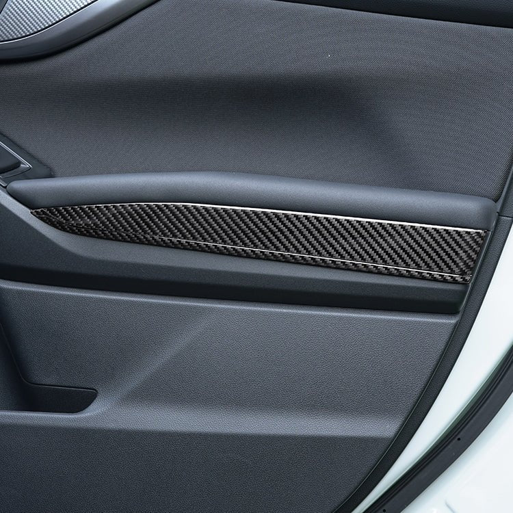 JDMuscle [22-26 WRX] P&S Series Carbon Fiber Interior Door Upper Panel Accent Covers 8 PC | Black Carbon Fiber/ Red Carbon Fiber