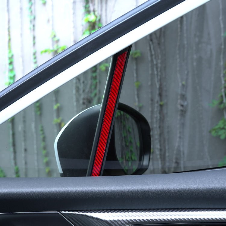 JDMuscle [22-26 WRX] P&S Series Carbon Fiber Interior Window Trim Covers 4 PC | Black Carbon Fiber/ Red Carbon Fiber
