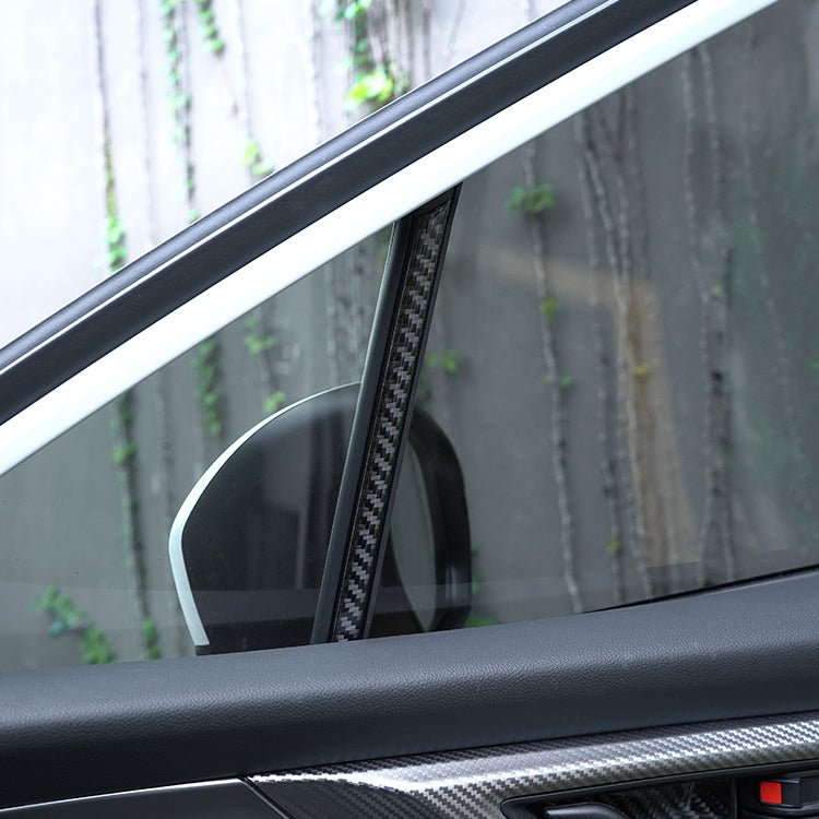 JDMuscle [22-26 WRX] P&S Series Carbon Fiber Interior Window Trim Covers 4 PC | Black Carbon Fiber/ Red Carbon Fiber
