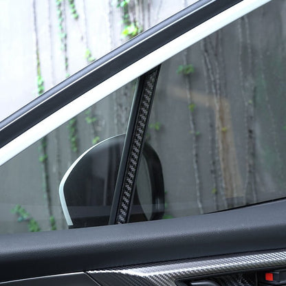 JDMuscle [22-26 WRX] P&S Series Carbon Fiber Interior Window Trim Covers 4 PC | Black Carbon Fiber/ Red Carbon Fiber