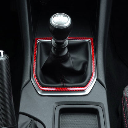 JDMuscle [22-26 WRX] P&S Series Carbon Fiber MT Shifter Trim | Black Carbon Fiber/ Red Carbon Fiber