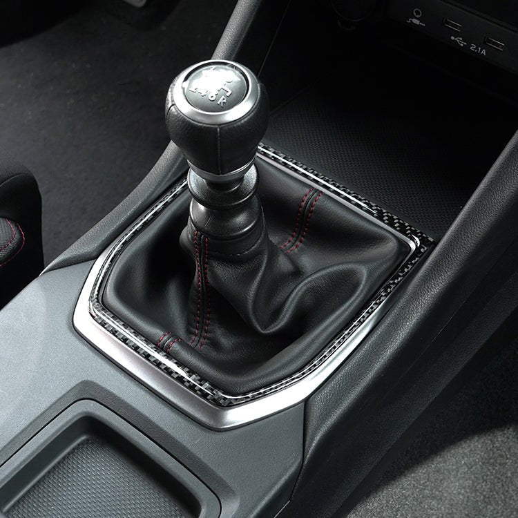 JDMuscle [22-26 WRX] P&S Series Carbon Fiber MT Shifter Trim | Black Carbon Fiber/ Red Carbon Fiber
