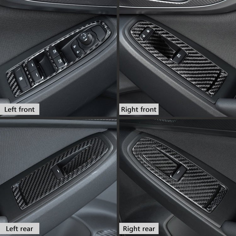 JDMuscle [22-26 WRX] P&S Series Carbon Fiber Window Switch Trim Covers 4 PC | Black Carbon Fiber/ Red Carbon Fiber