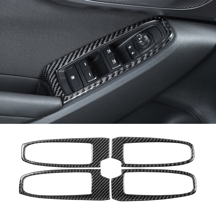 JDMuscle [22-26 WRX] P&S Series Carbon Fiber Window Switch Trim Covers 4 PC | Black Carbon Fiber/ Red Carbon Fiber