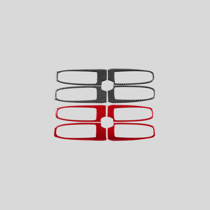 JDMuscle [22-26 WRX] P&S Series Carbon Fiber Window Switch Trim Covers 4 PC | Black Carbon Fiber/ Red Carbon Fiber