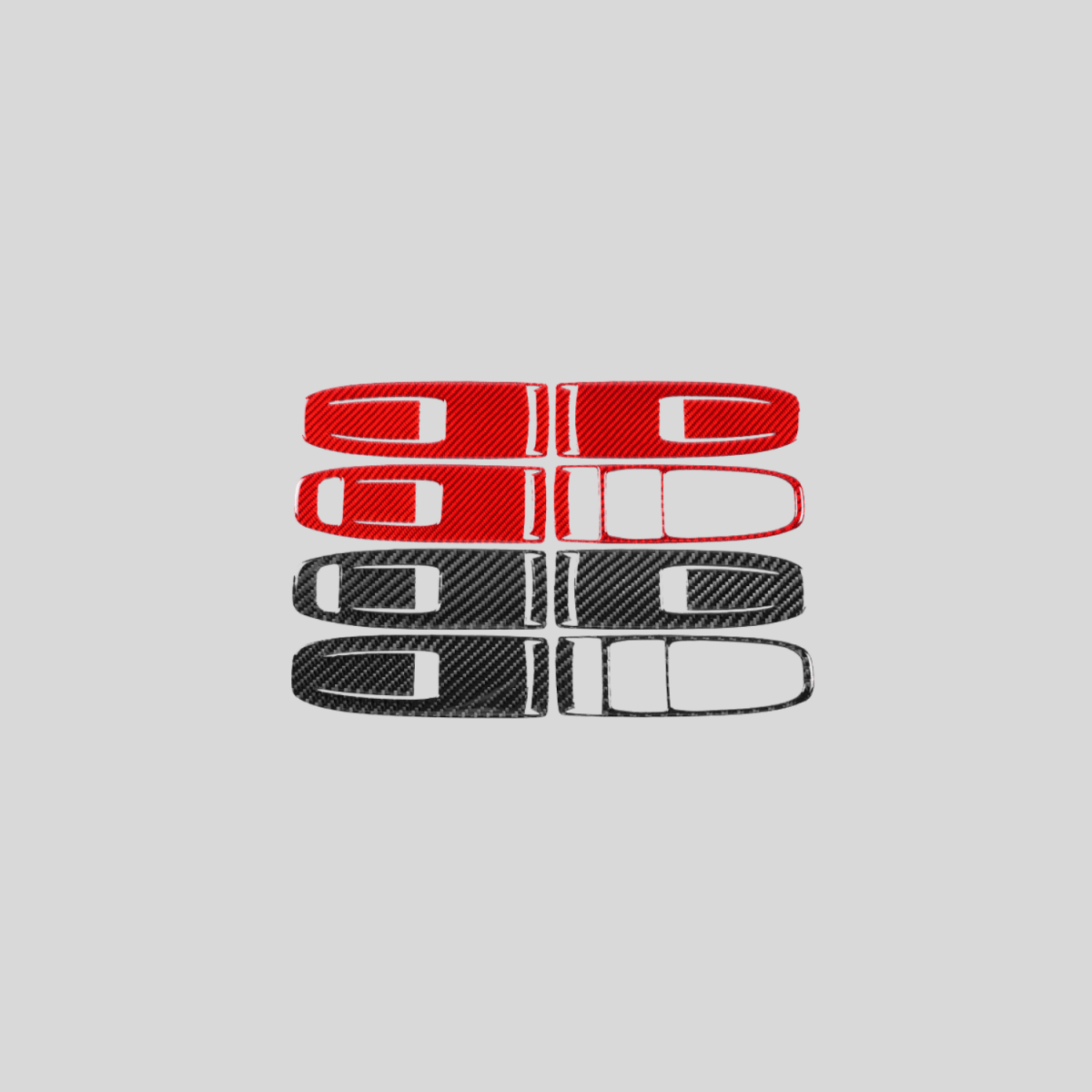 JDMuscle [22-26 WRX] P&S Series Carbon Fiber Window Switch Trim Covers 4 PC | Black Carbon Fiber/ Red Carbon Fiber