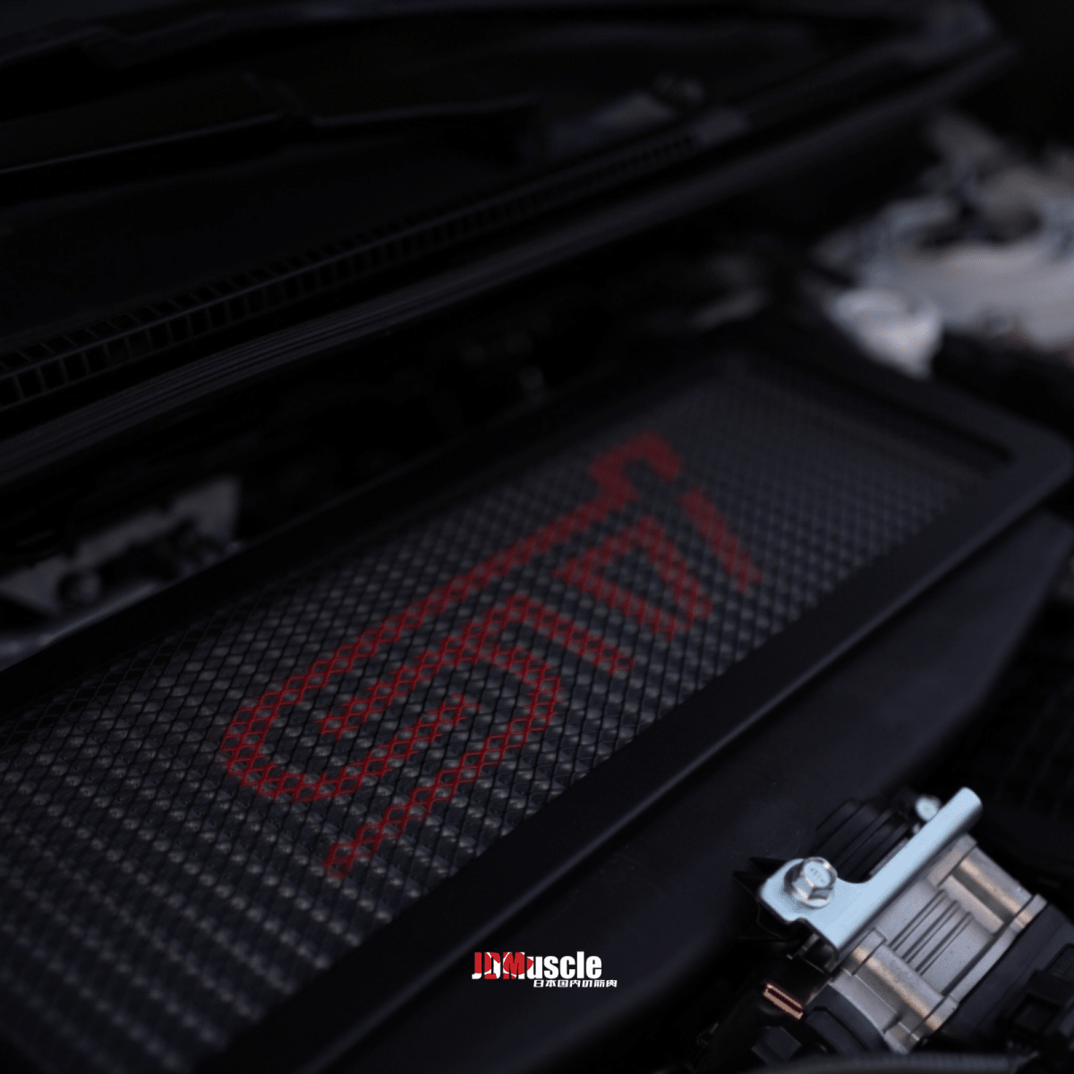 JDMuscle [22-26 WRX] Top Mount Intercooler Mesh Guard with WRX/STI Logo-Red/White