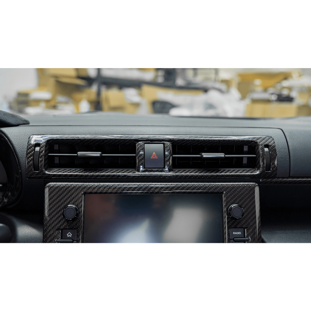 JDMuscle 22+ BRZ/GR86 Tanso Pre-preg Carbon Fiber Center AC Vent Cover w/ Gloss Finish