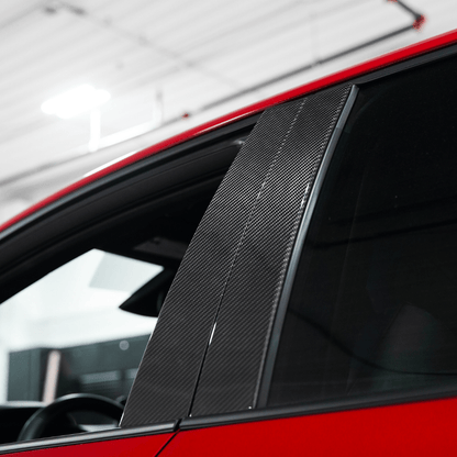 JDMuscle 23-26 Toyota GR Corolla Carbon Fiber Exterior B-Pillar Covers (4PC)