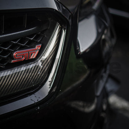 JDMuscle 15-17 WRX/STI Tanso Pre-preg Carbon Fiber Grille Cover w/ Gloss Finish