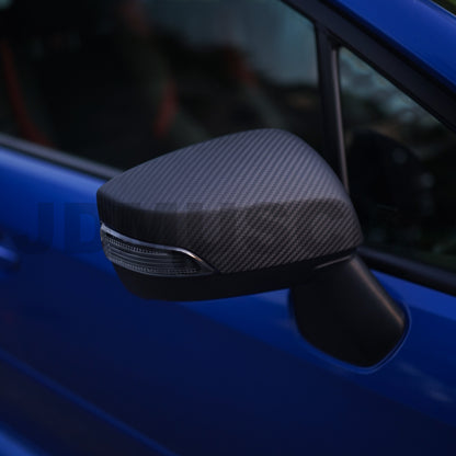 JDMuscle [15-21 WRX/STI] Tanso Pre-preg Carbon Fiber Side Mirror w/Turn Signal Cut-Out | Gloss/Matte | Covers/Full Replacements