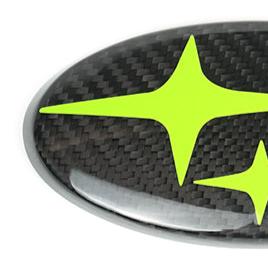JDMuscle Tanso Carbon Fiber Subaru Emblem Covers Front & Back, Red/White/Blue [22-25 WRX, 15-21 WRX/STI, 18-23 Crosstrek, 17-23 Impreza]