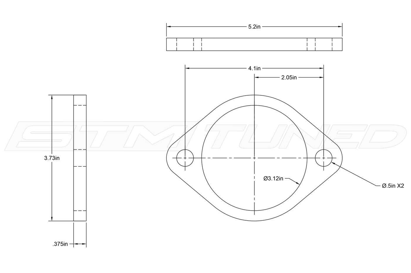STM Stainless Steel Exhaust Flange 2-Bolt / 3-Inch Extra Clearance (SEF3-EC)